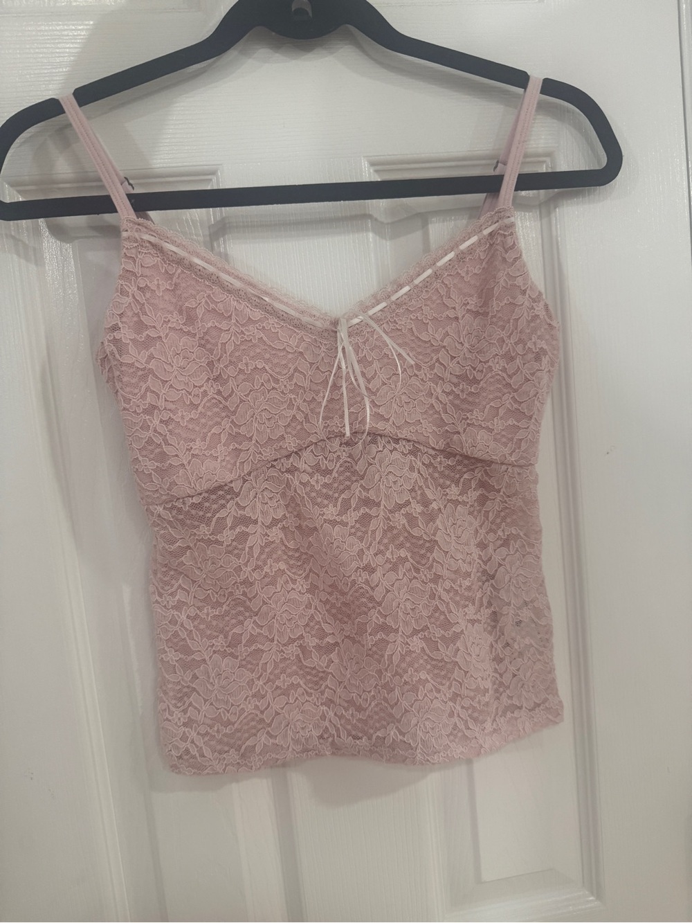Hollister Pink Lace Cami with Bow Detail